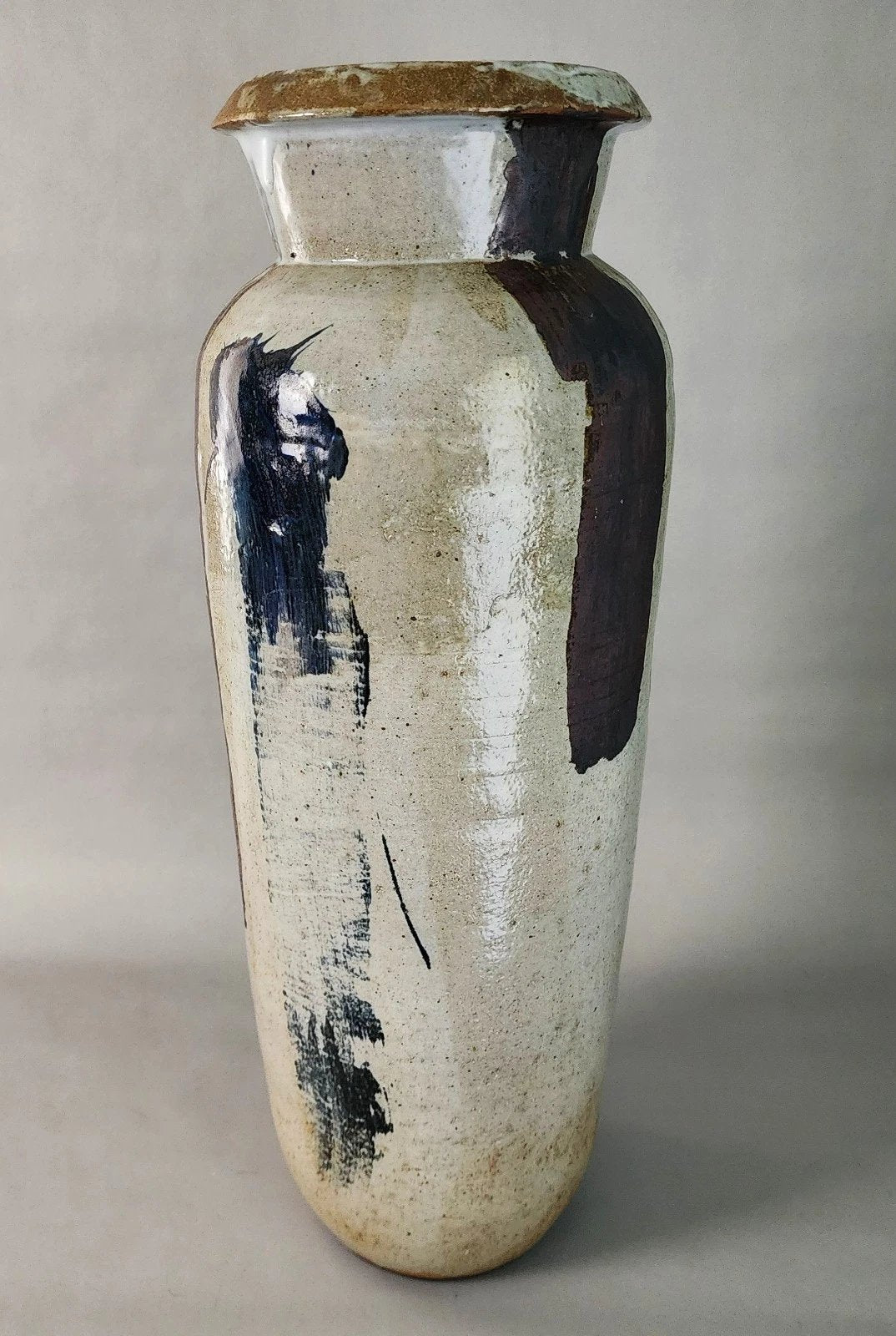 MCM Signed Ceramic Studio Pottery Vase Large 23"