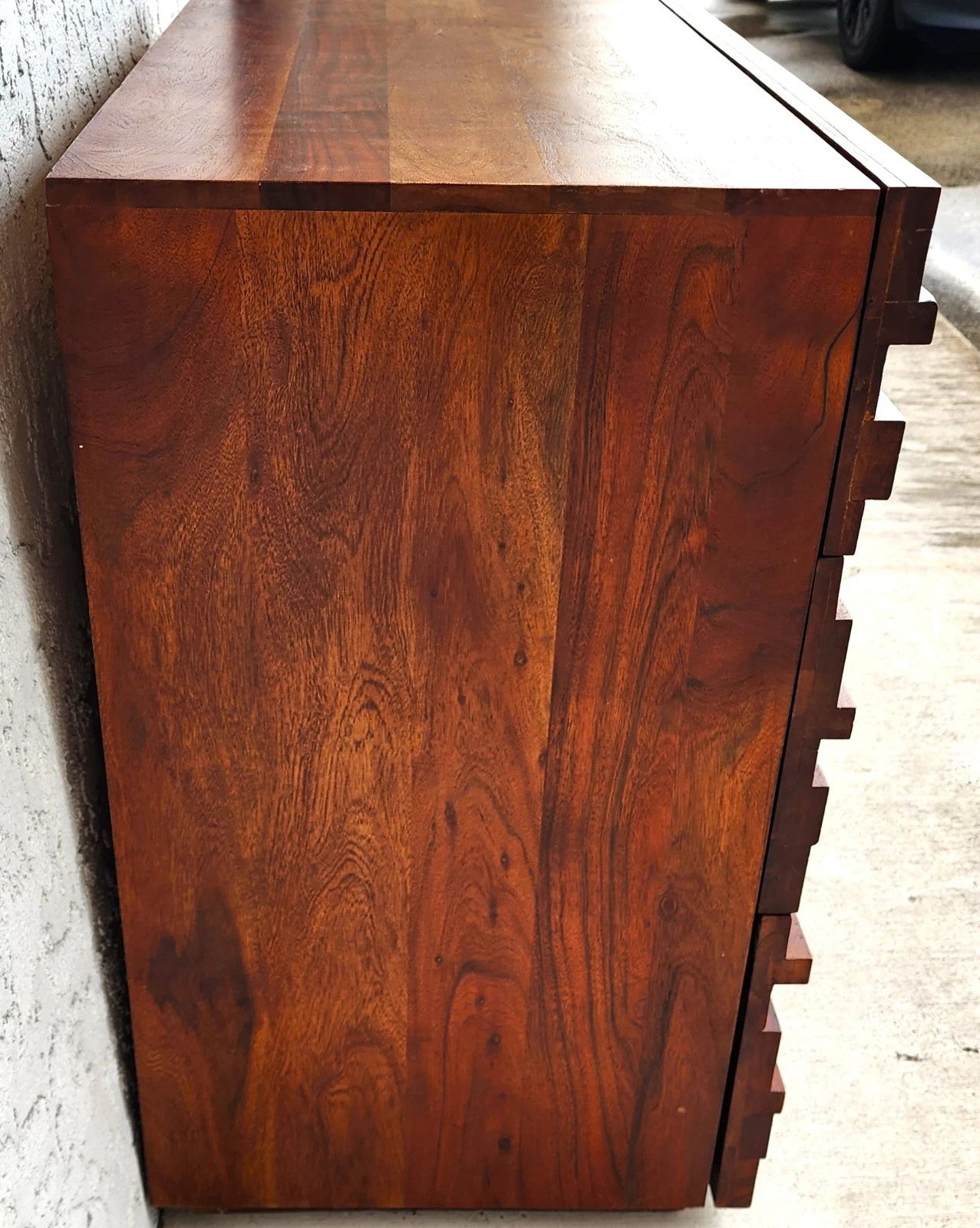MCM Solid Exotic Wood Bachelor Chest & Nightstands Bedroom Suite