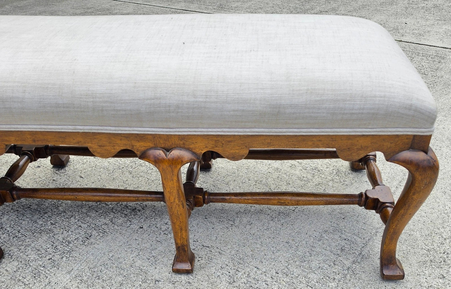 Jerry Pair Queen Anne Linen Walnut Califia Bench