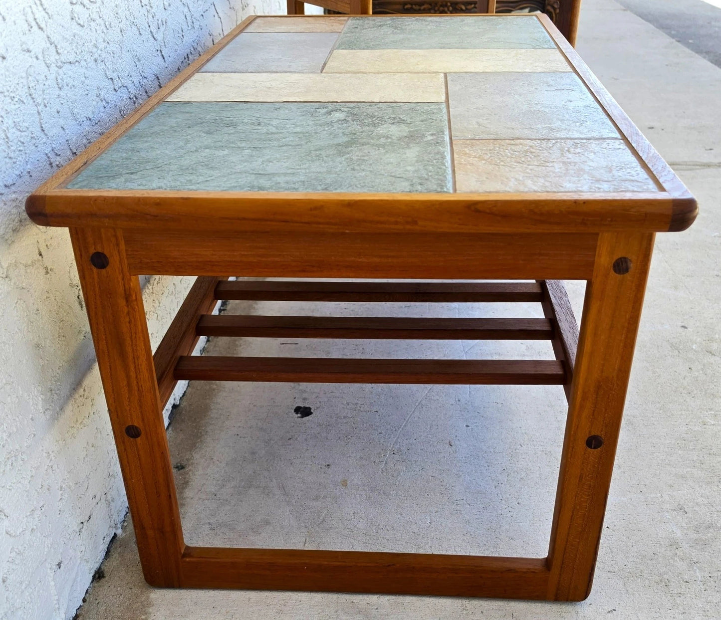 Vintage Mobelfabrikken Toften Danish MCM Solid Teak & Tile Coffee & Side Table