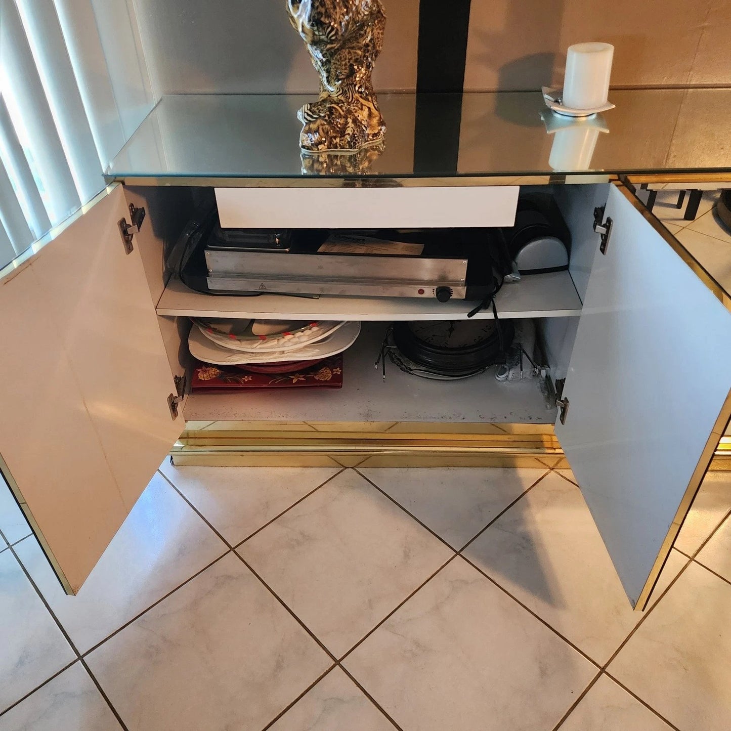 Vintage Ello Style Mirrored Buffet Sideboard