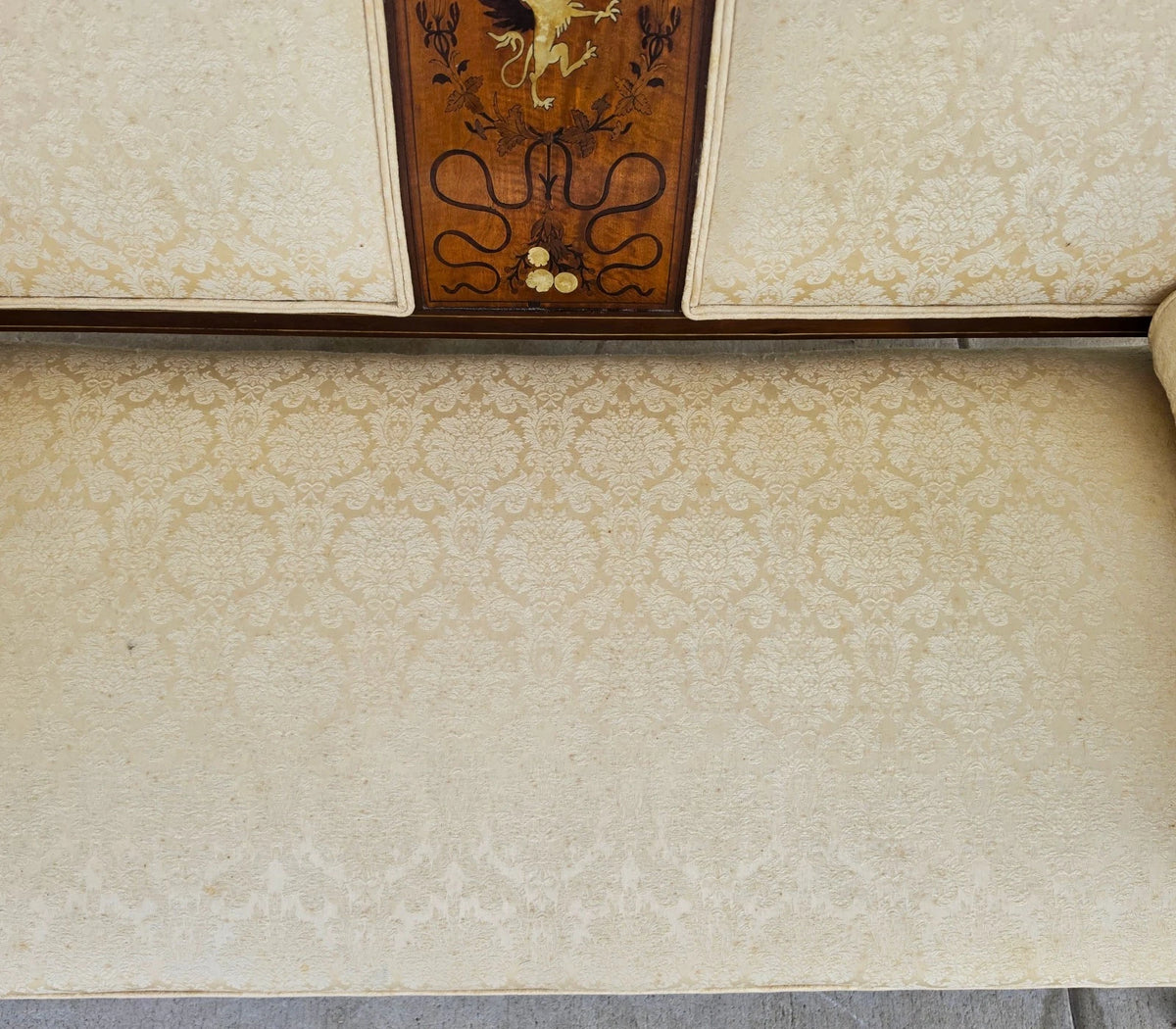 Antique Edwardian Inlaid Mythical Griffin Mahogany Double-Chair-Back Settee