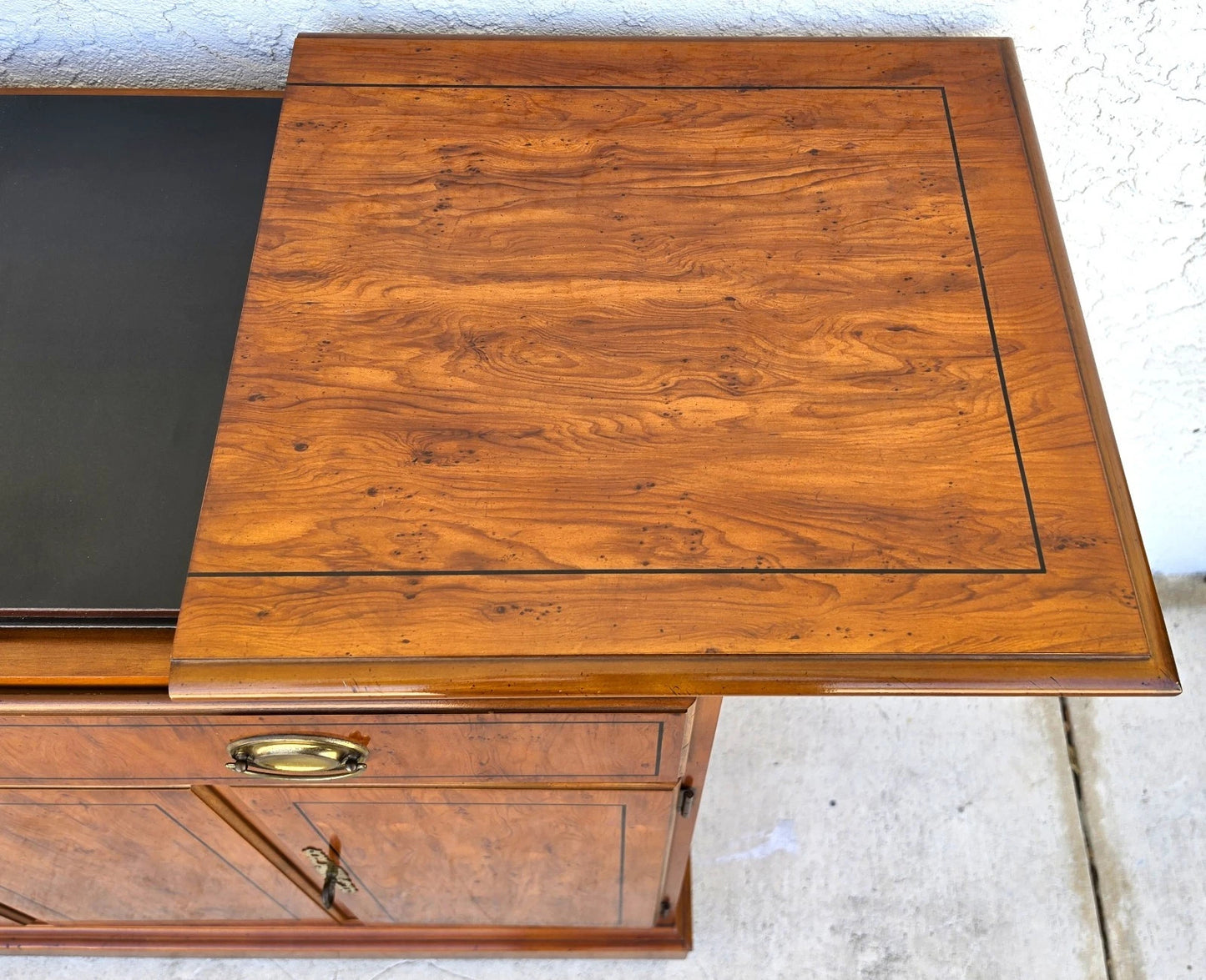 Drexel Slide Top Campaign Dry Bar Side Board Rolling 1970s