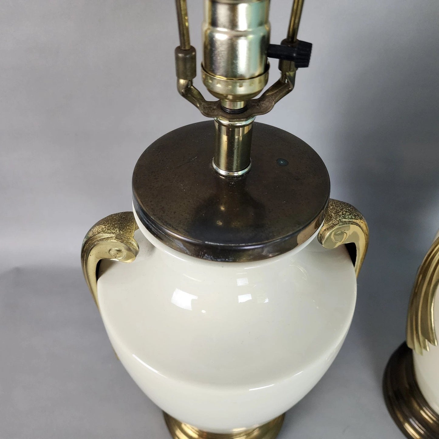 Vintage Art Deco Table Lamps Ceramic Brass A Pair