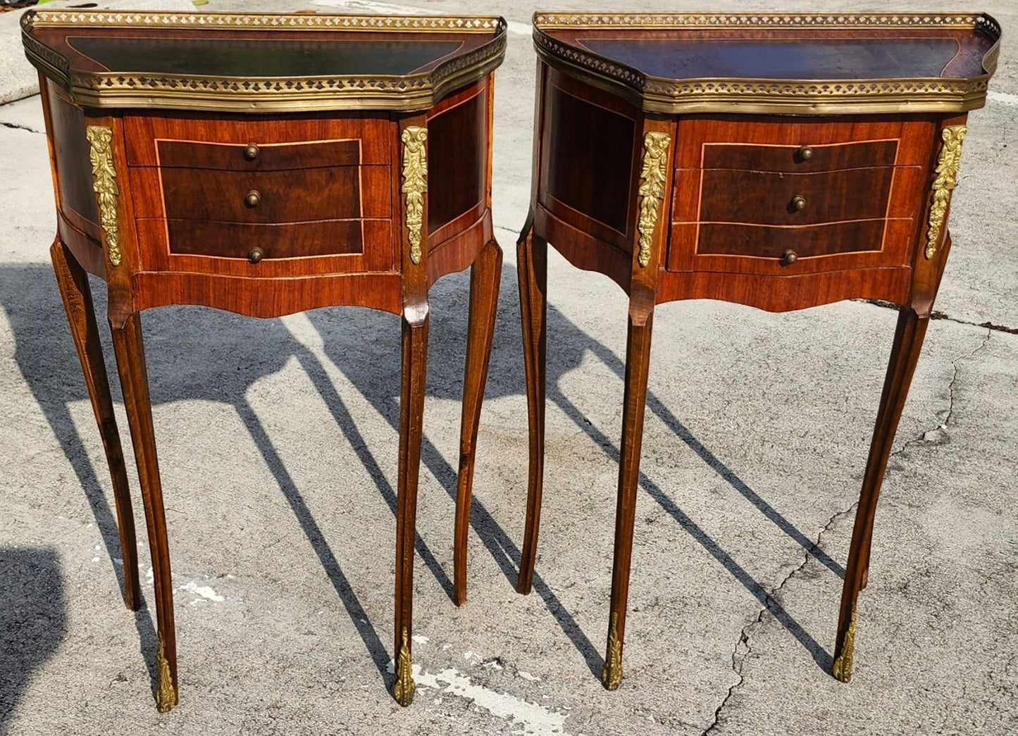 French Louis XV Bedside Tables Nightstands A Pair