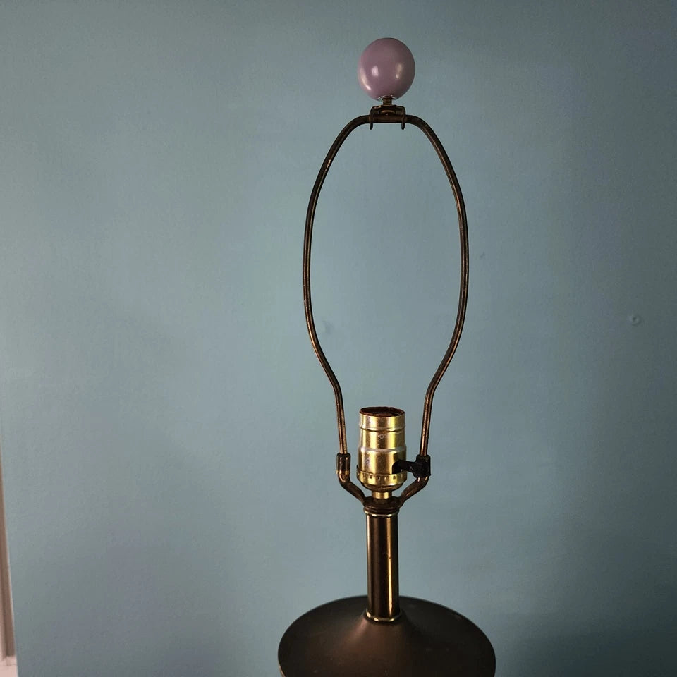 Vintage Asian Brass With Cranes Table Lamp