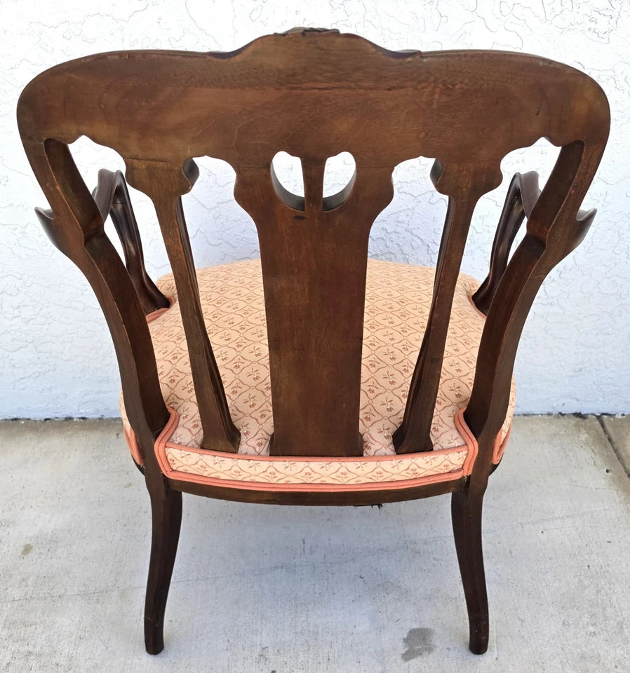 19th Century Antique Art Nouveau Edwardian Carved Walnut Armchair