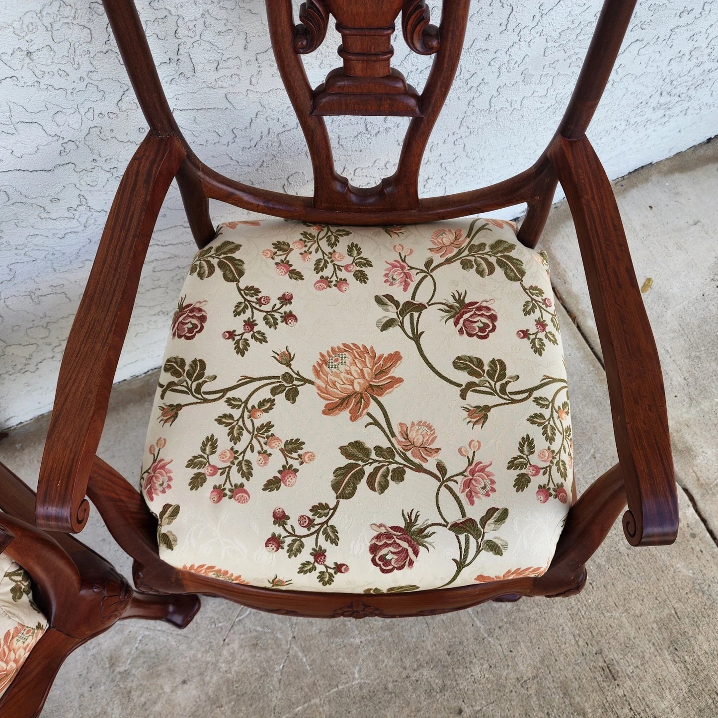 George Zee & Co Hand Carved Rosewood Armchairs A Pair