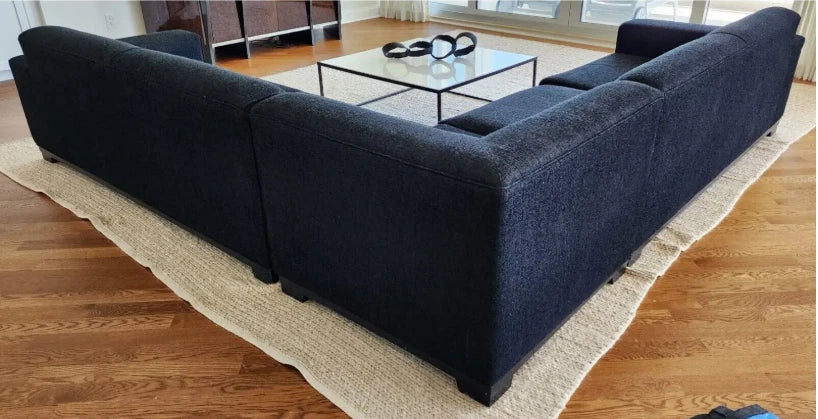 Thayer Coggin MCM Black Linen Sectional Sofa