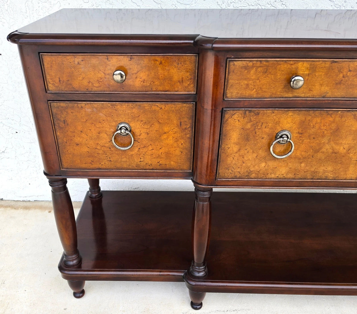 Baker Furniture Italian Provincial Mahogany Burl Wood Sideboard Buffet