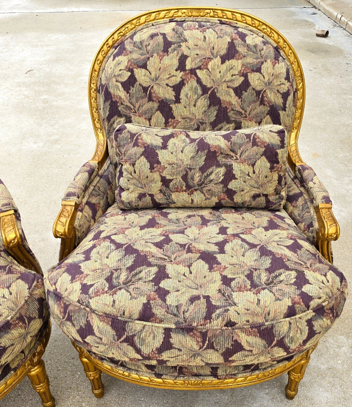 D & D Building NYC French Louis XVI Style Giltwood Oversized Bergère Armchairs