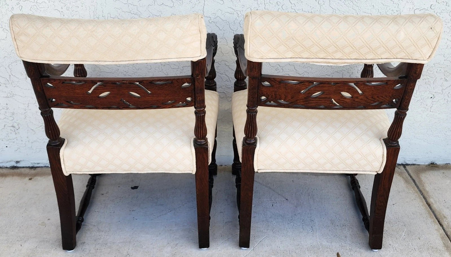 Chinoiserie Foo Dog Armchairs Pair Mid Century