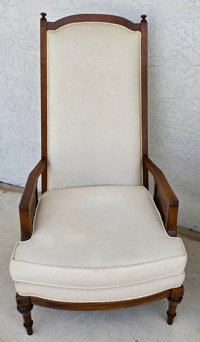Vintage 1960s Italian Hollywood Regency High Back Lounge Armchairs Pair