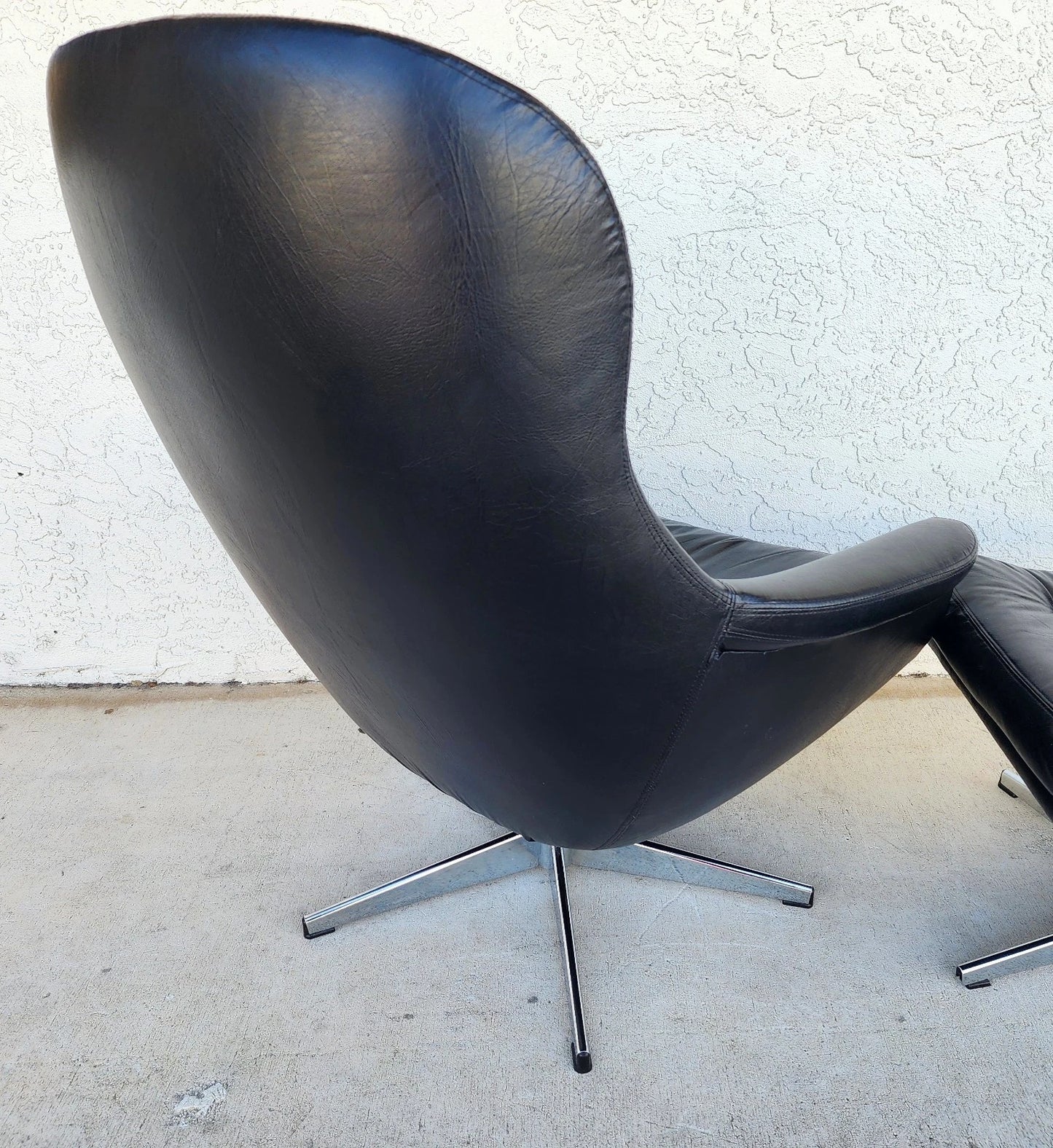 MCM Selig Swedish Modernist Leather Chair & Ottoman 1970s