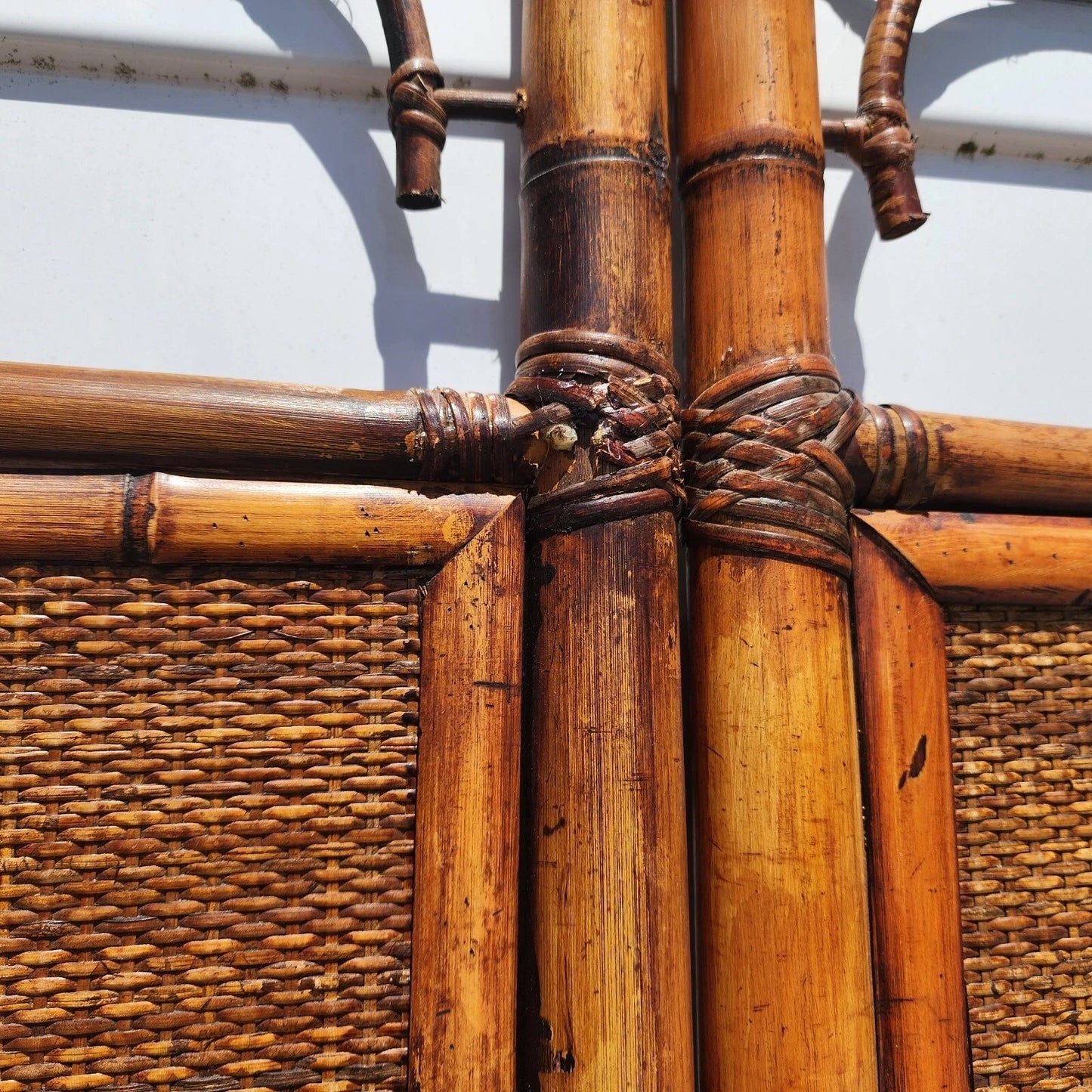 Vintage Bamboo Screen Room Divider Headboard 1960s