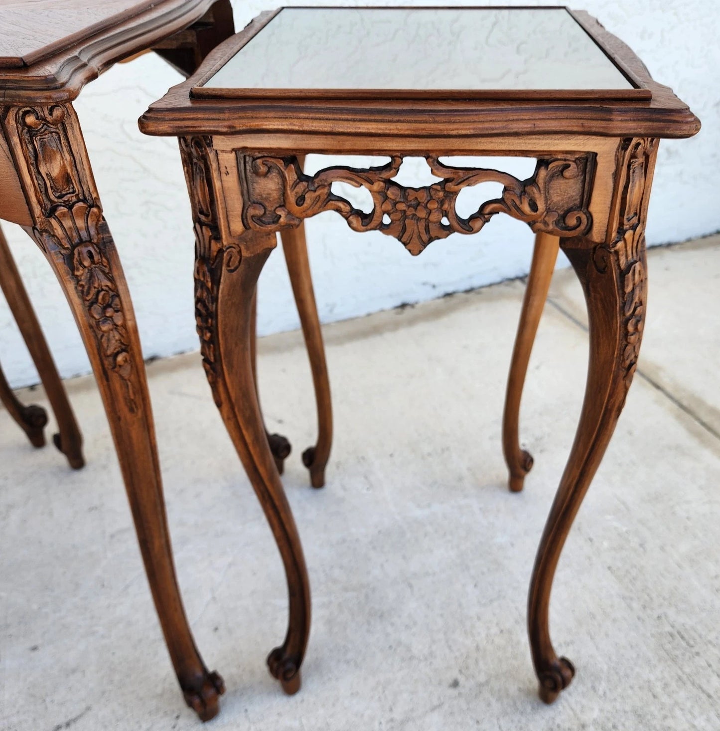 French Nesting Tables Walnut Vintage