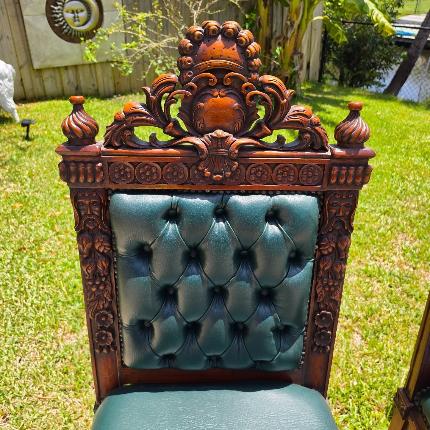 Antique Italian Renaissance Revival Hand Carved Dining Chairs Set of 4
