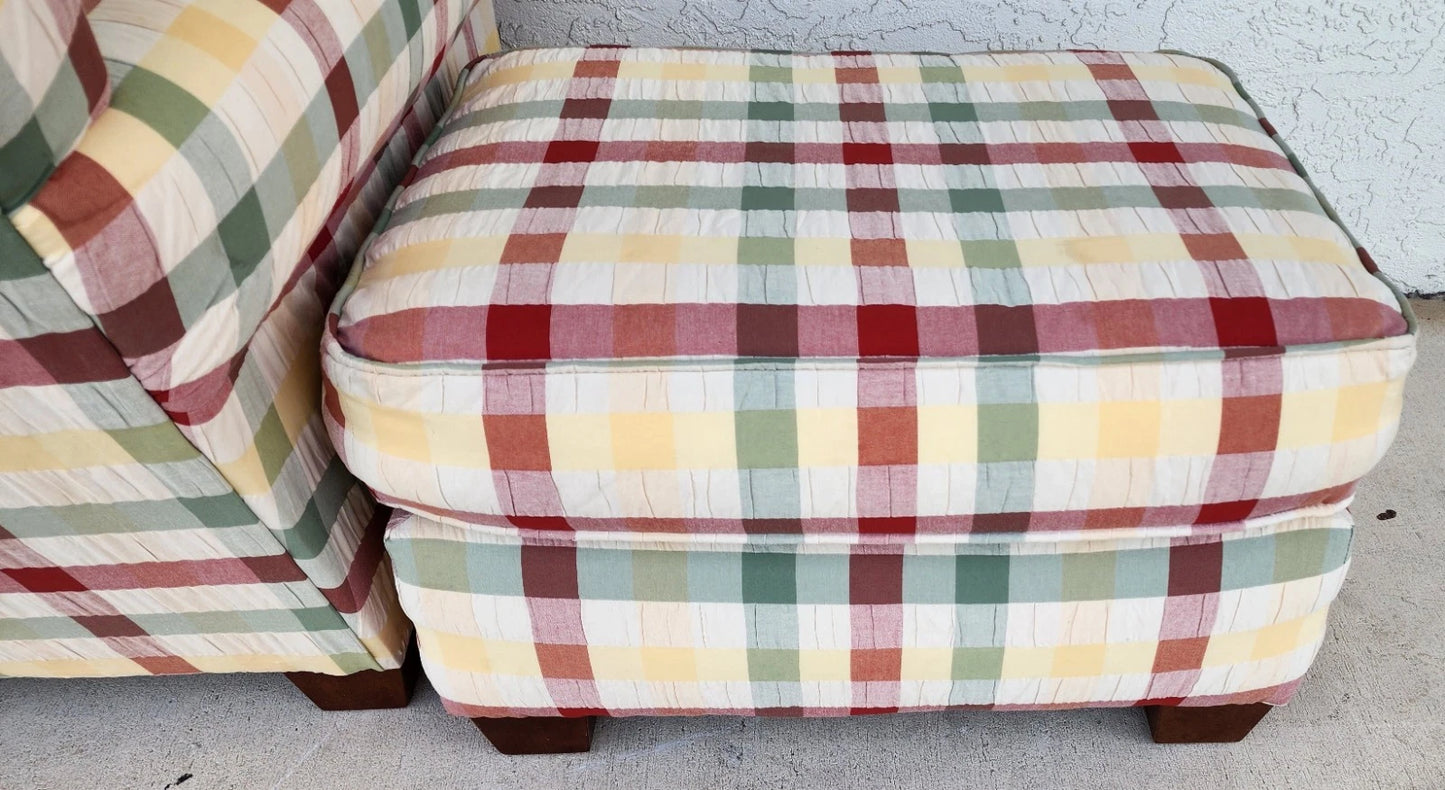 English Country Club Chair & Ottoman Shabby Chic