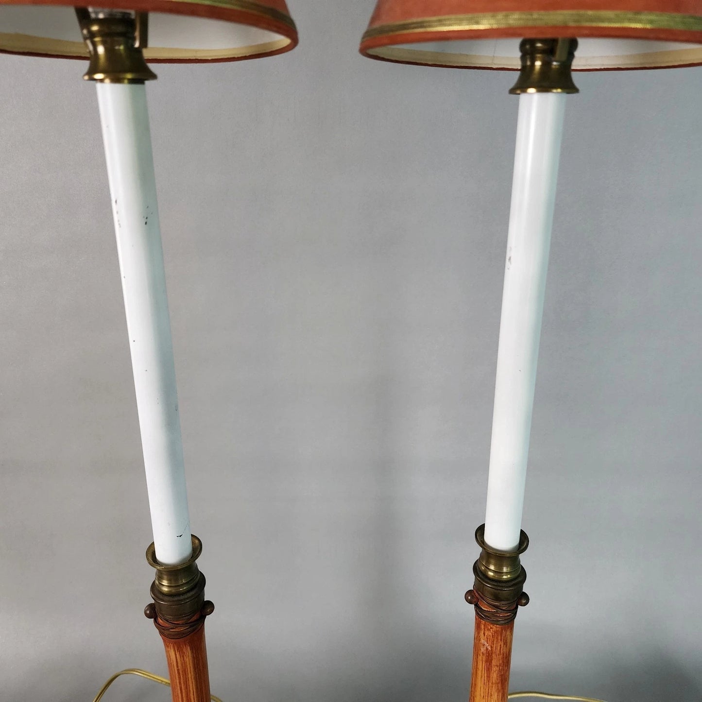 Hart & Associates Table Lamps Brass & Bamboo Vintage Pair
