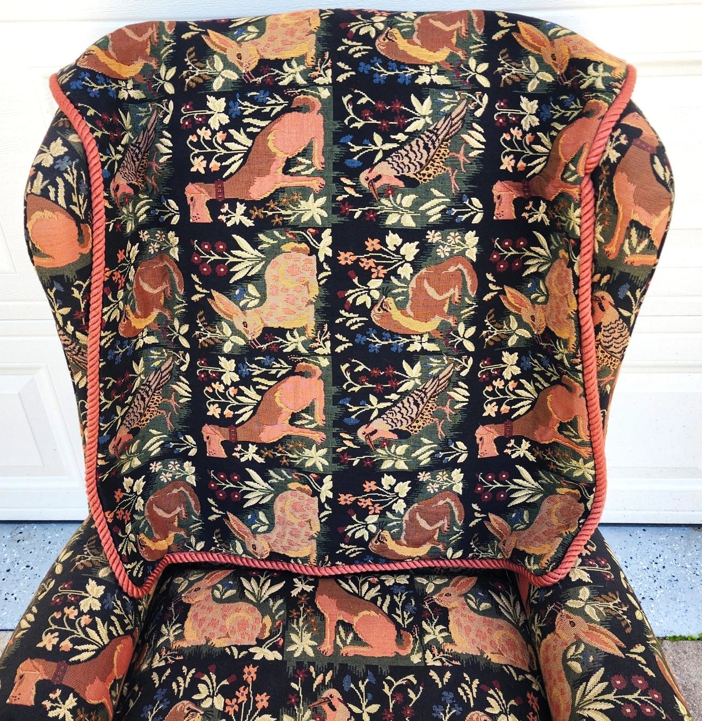 Vintage Chippendale Wingback Armchair French Country Farmhouse Animals