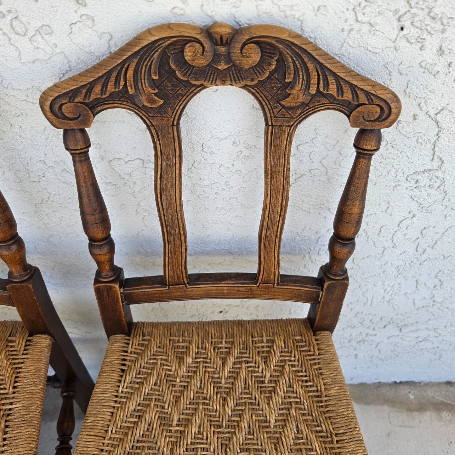 Antique 1800s Provençal Dining Chairs with Rope Seats Set of 4