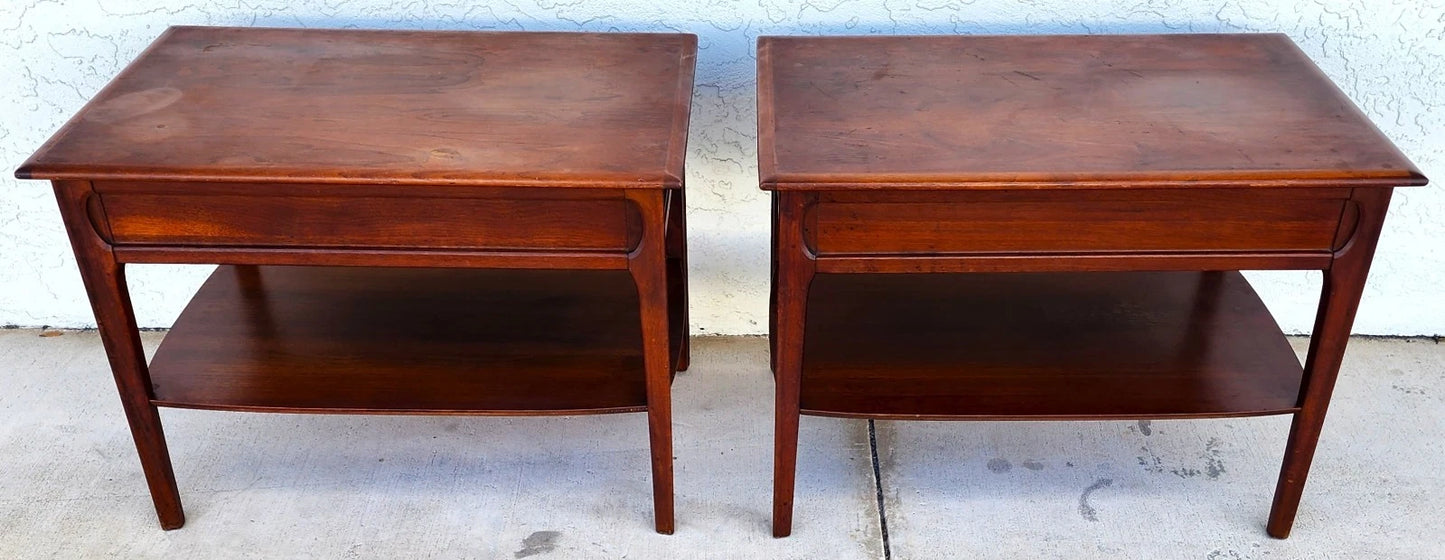 Mid Century Walnut End Tables Pair MCM