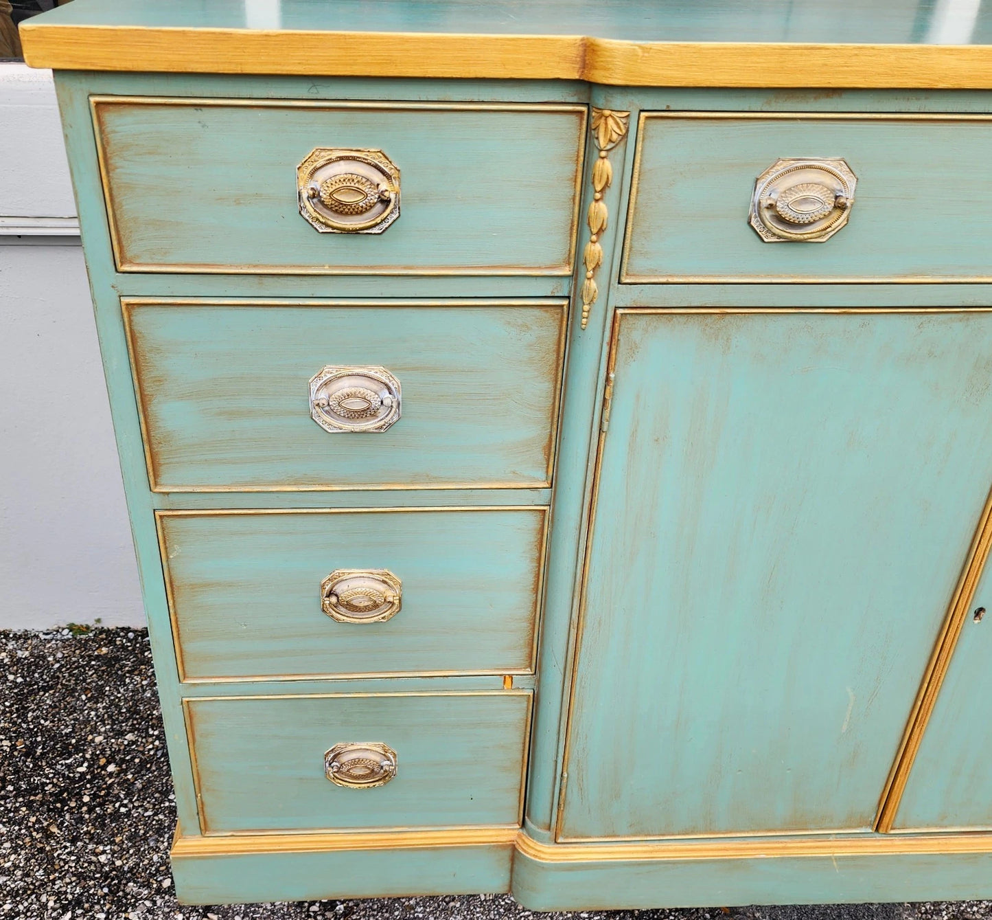 Antique IRWIN French Country Buffet Sideboard Bar Rolling