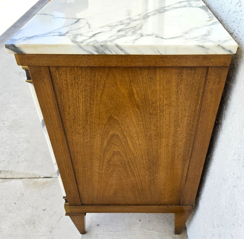 Mid Century Louis XVI Maison Jansen Style Marble Top Commode Dresser Sideboard