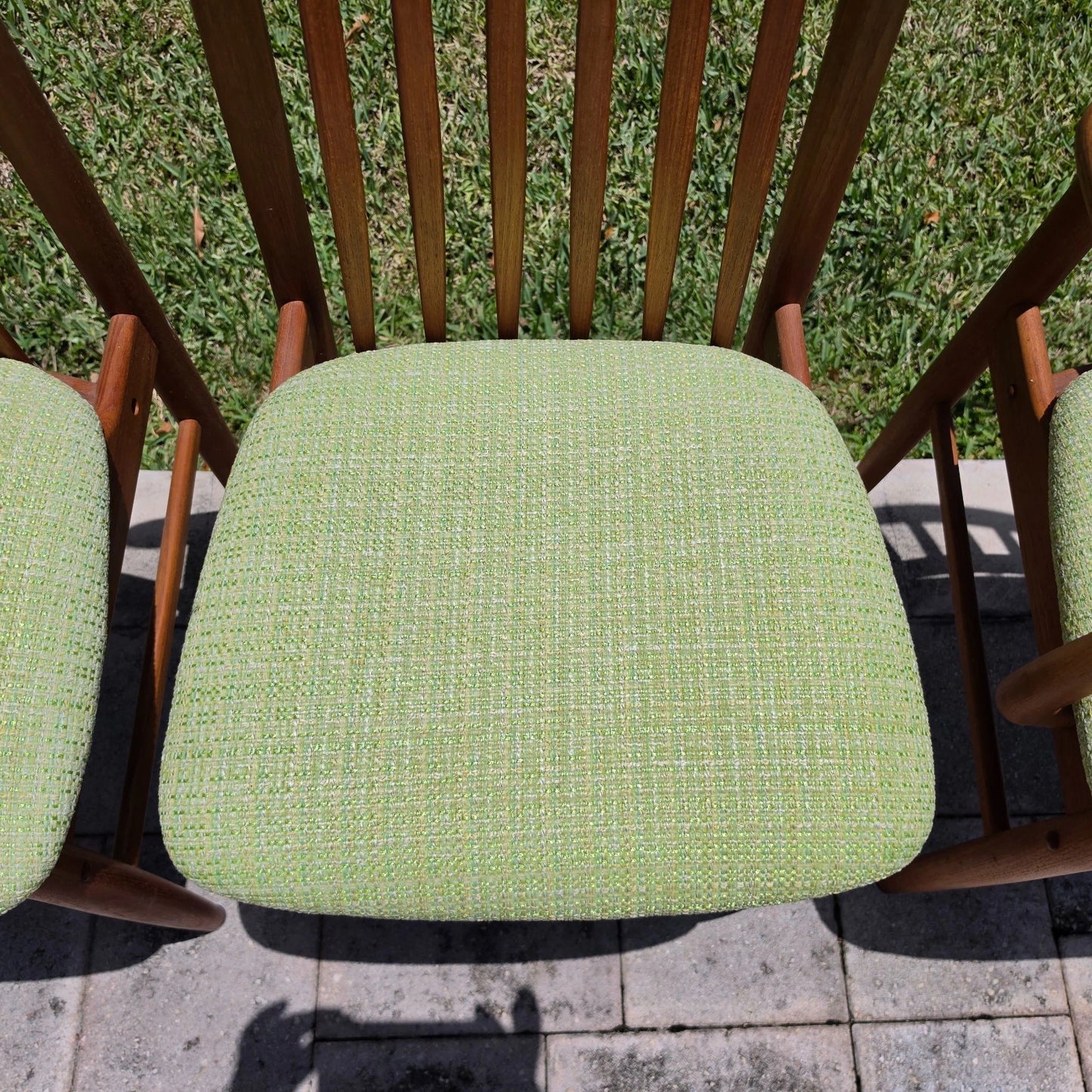 Vintage 1970s Benny Linden Solid Teak Sculptural Dining Chairs Set of 4
