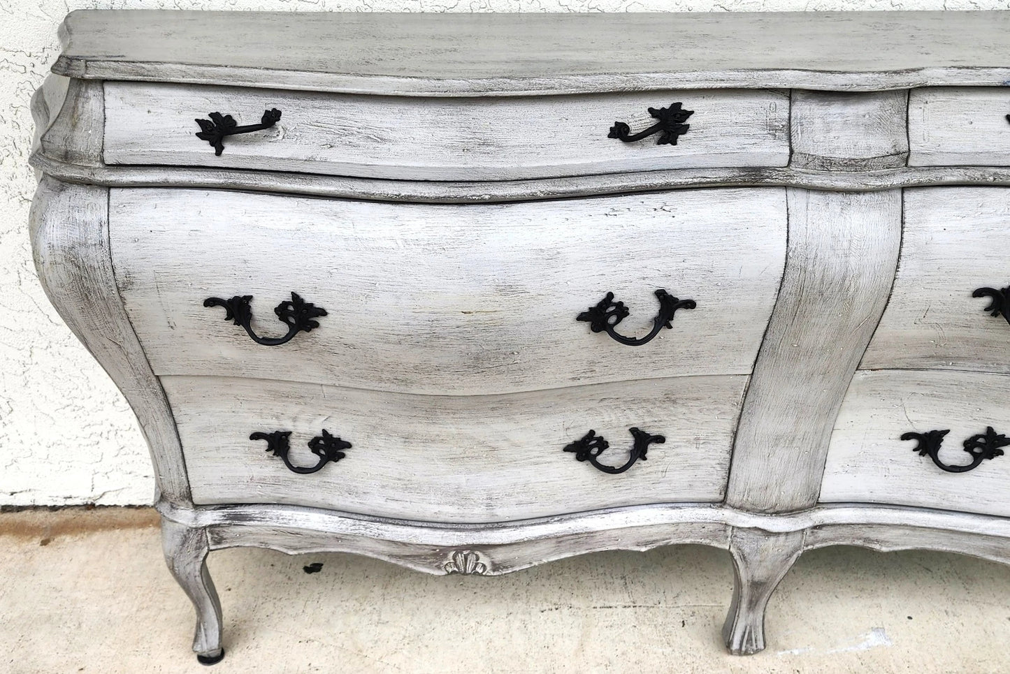 Antique French Serpentine Dresser Distressed