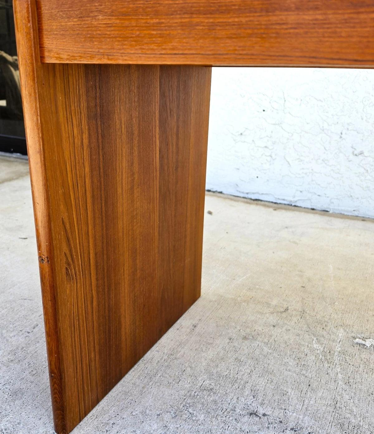 Vintage Komfort Danish Lattice Pattern Teak and Glass Console Table