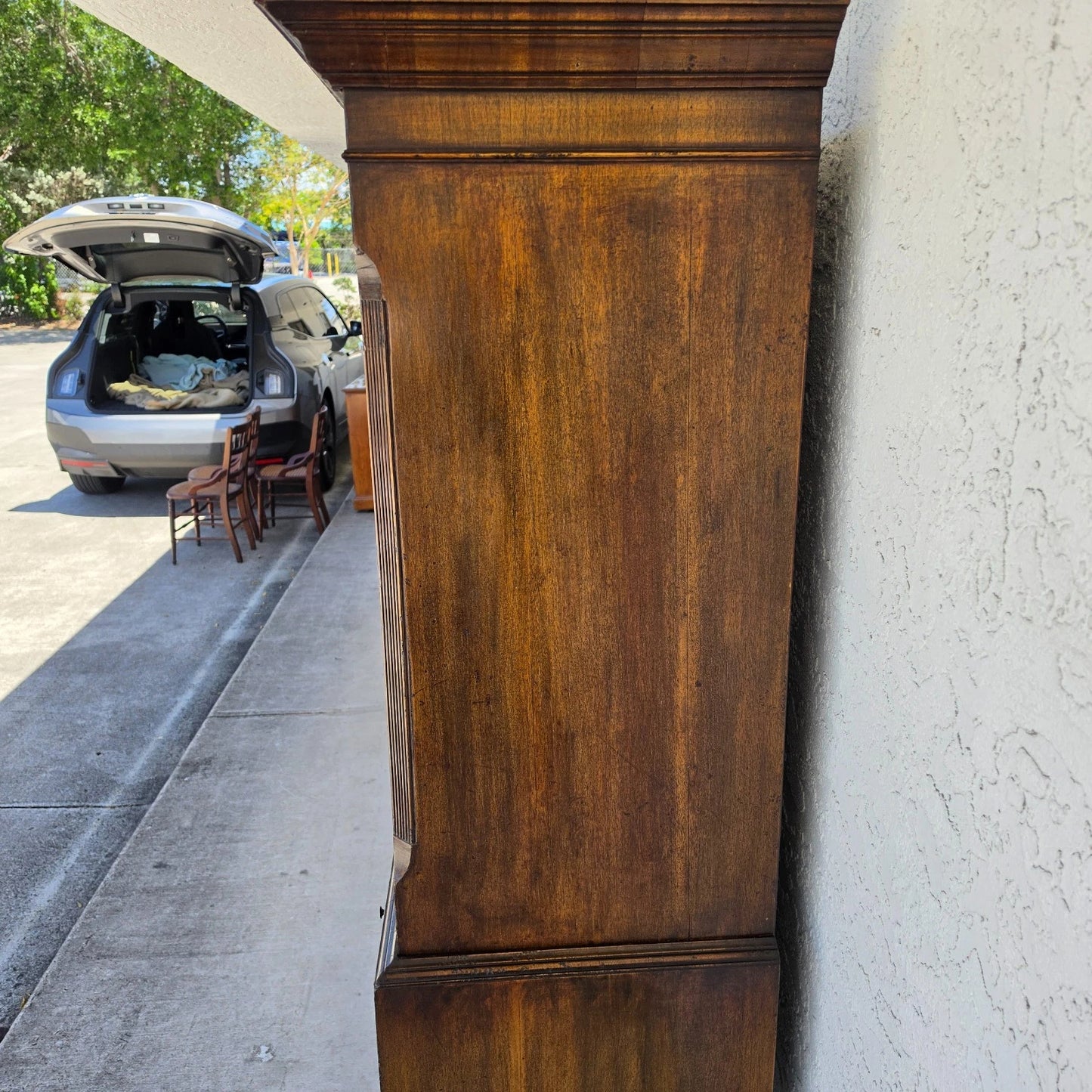 Antique Walnut Highboy Dresser Desk With Pullout Writing Surface