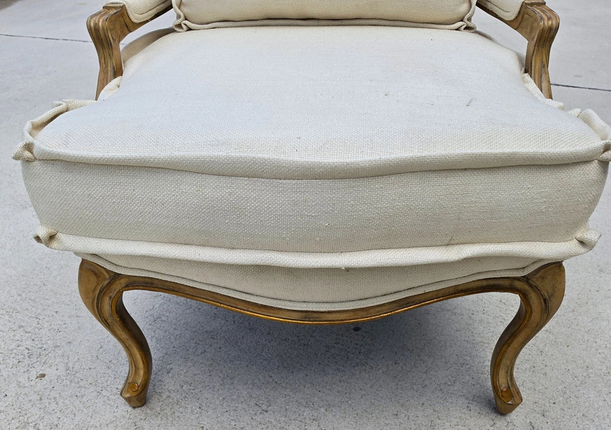 Beverly Furniture French Louis XV Fauteuil Linen Lounge Chair