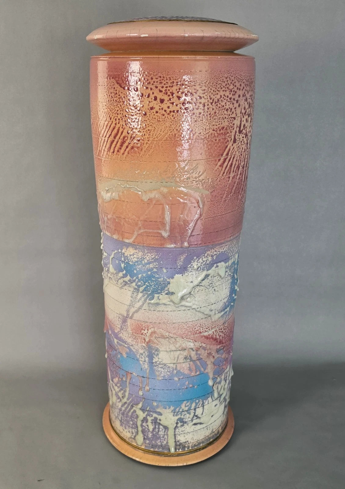 Monumental 25" Steven Forbes-deSoule Ceramic Lidded Urn Vase 1988