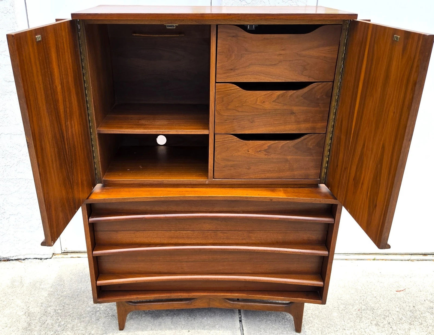 Mid-Century Walnut Highboy Dresser by Young Manufacturing Co. MCM
