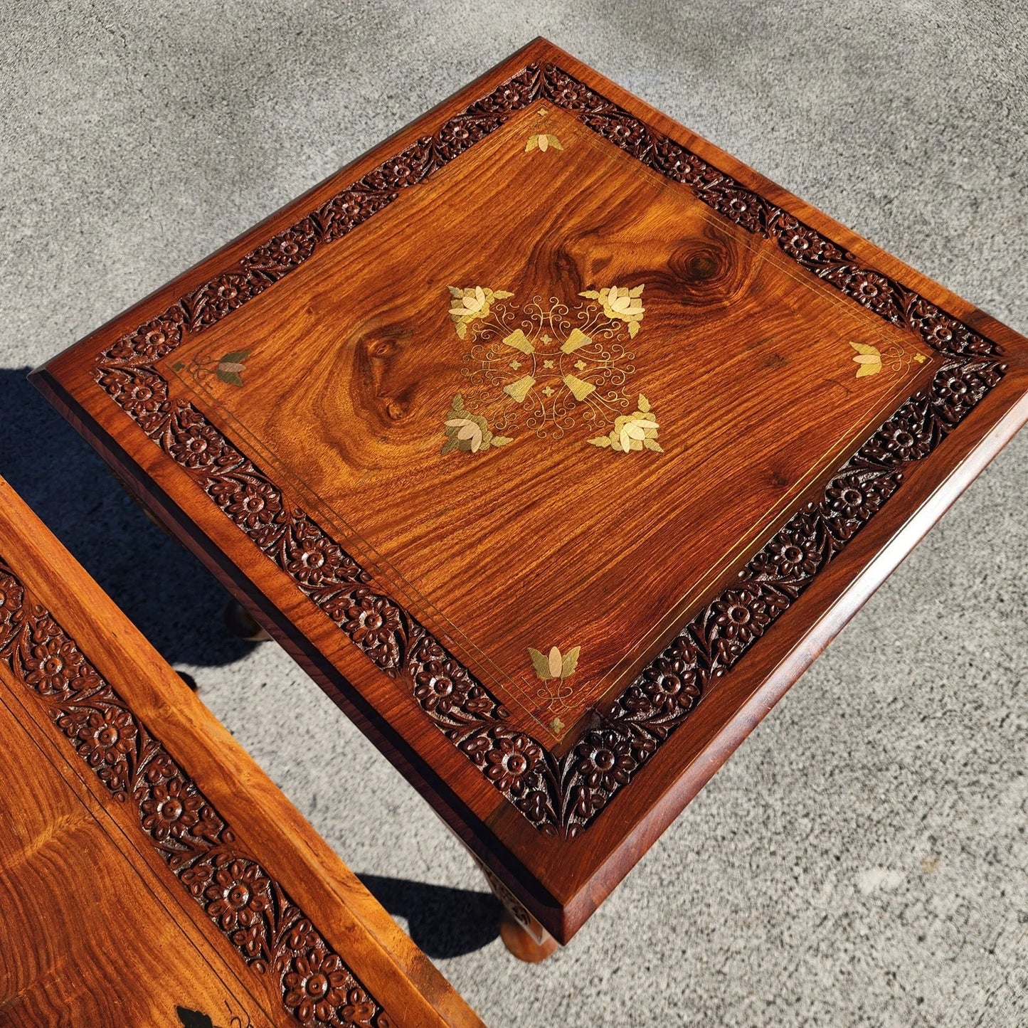 Anglo Indian Walnut Side Tables Pair