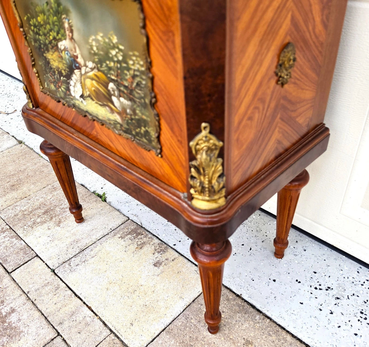 French Louis XVI Vernis Martin Style Vitrine Display Cabinet Gilt Bronze Mounts