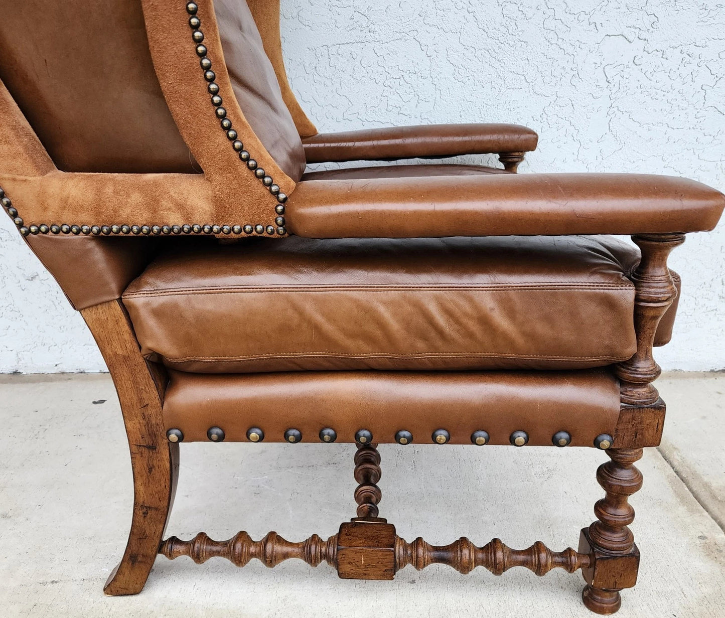 Century Furniture Leather Wingback Club Chair