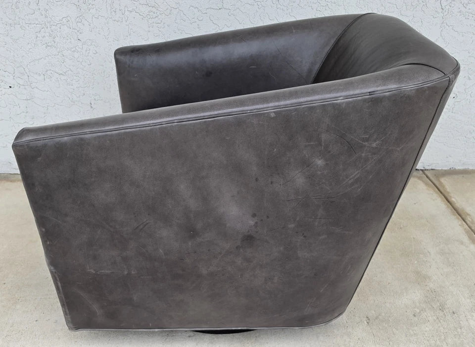 Restoration Hardware 1950s Italian Shelter Arm Leather Swivel Club Chair RH