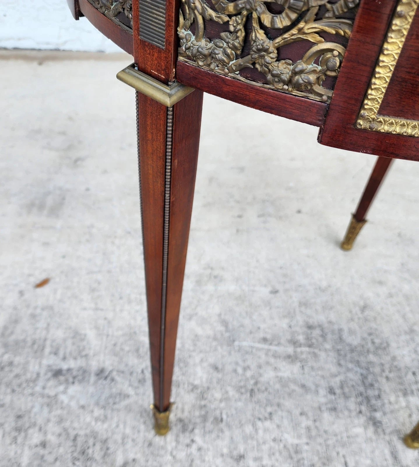 French Louis XVI Bouillotte Table With Rouge Marble Top