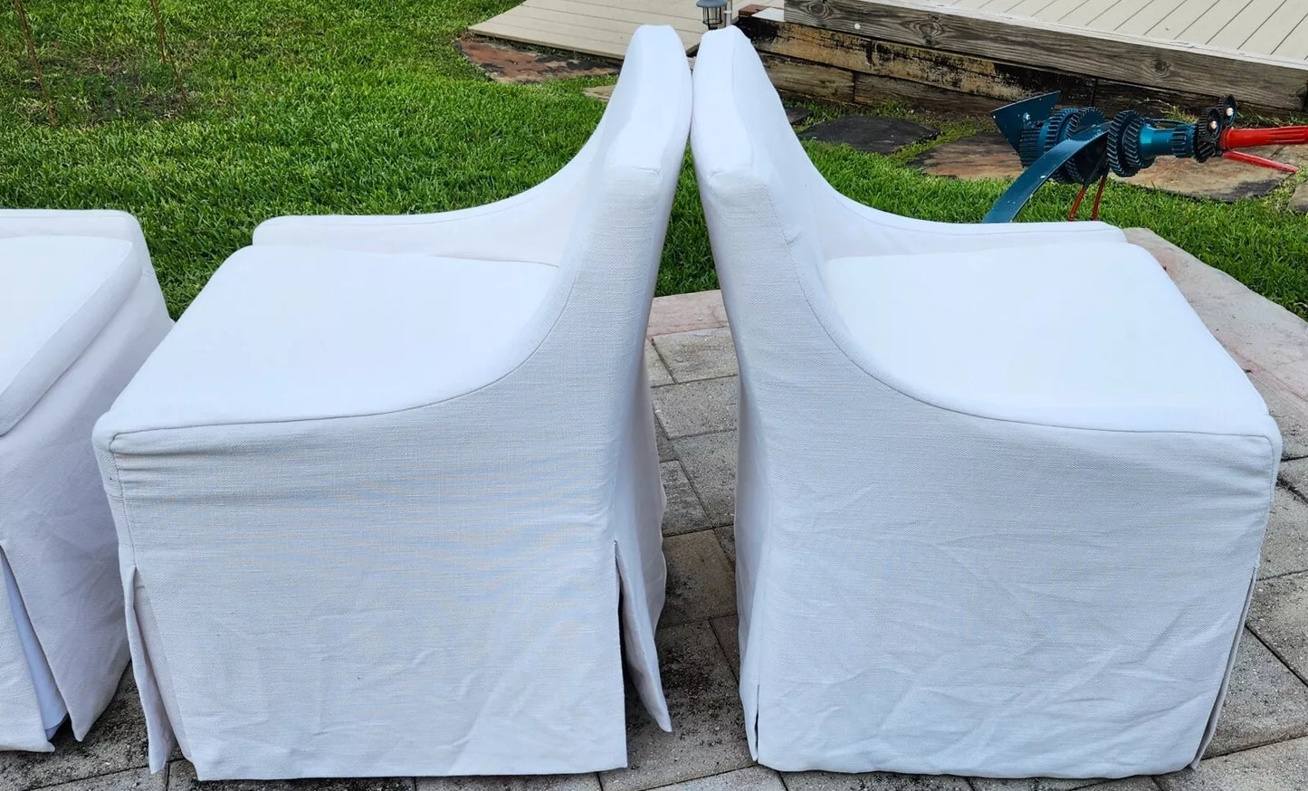 Restoration Hardware Low Belgian Slope Arm Slipcovered Dining Side Chairs RH