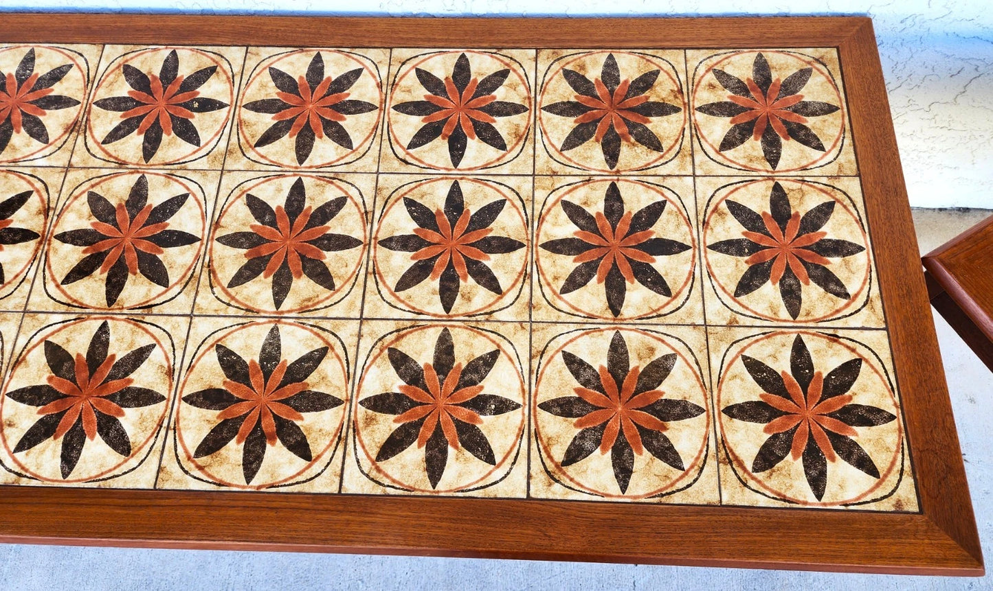 MCM Danish Teak & Tile Coffee & Side Tables 1960s Set of 3
