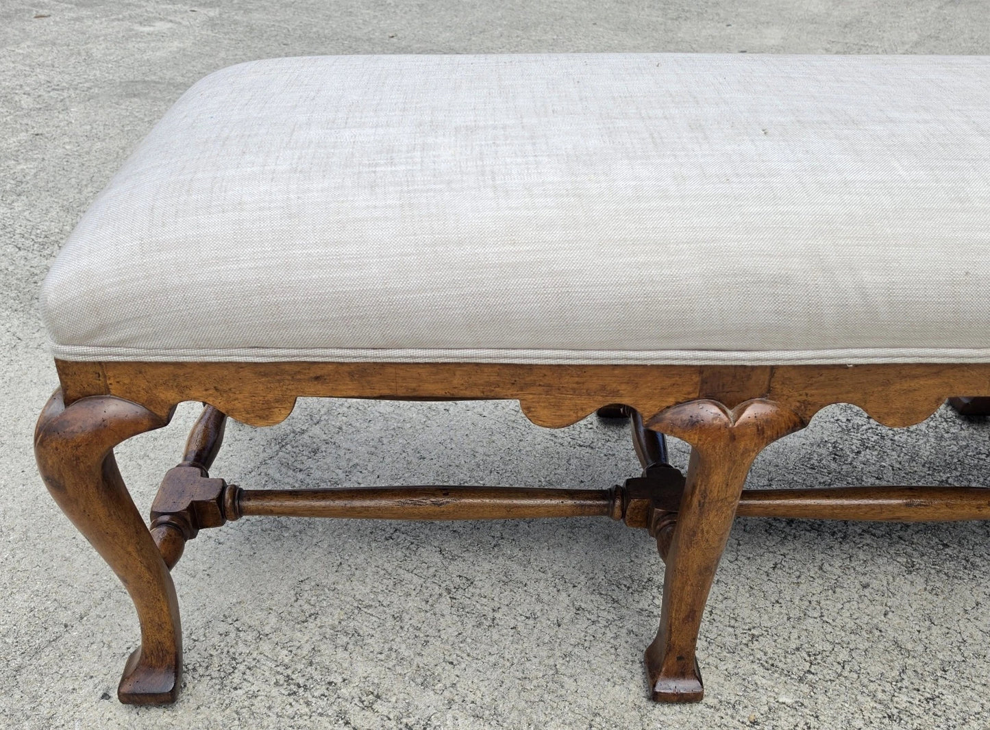 Jerry Pair Queen Anne Linen Walnut Califia Bench