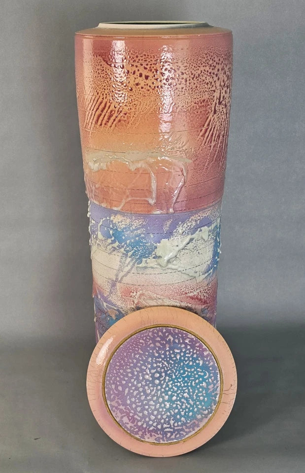 Monumental 25" Steven Forbes-deSoule Ceramic Lidded Urn Vase 1988