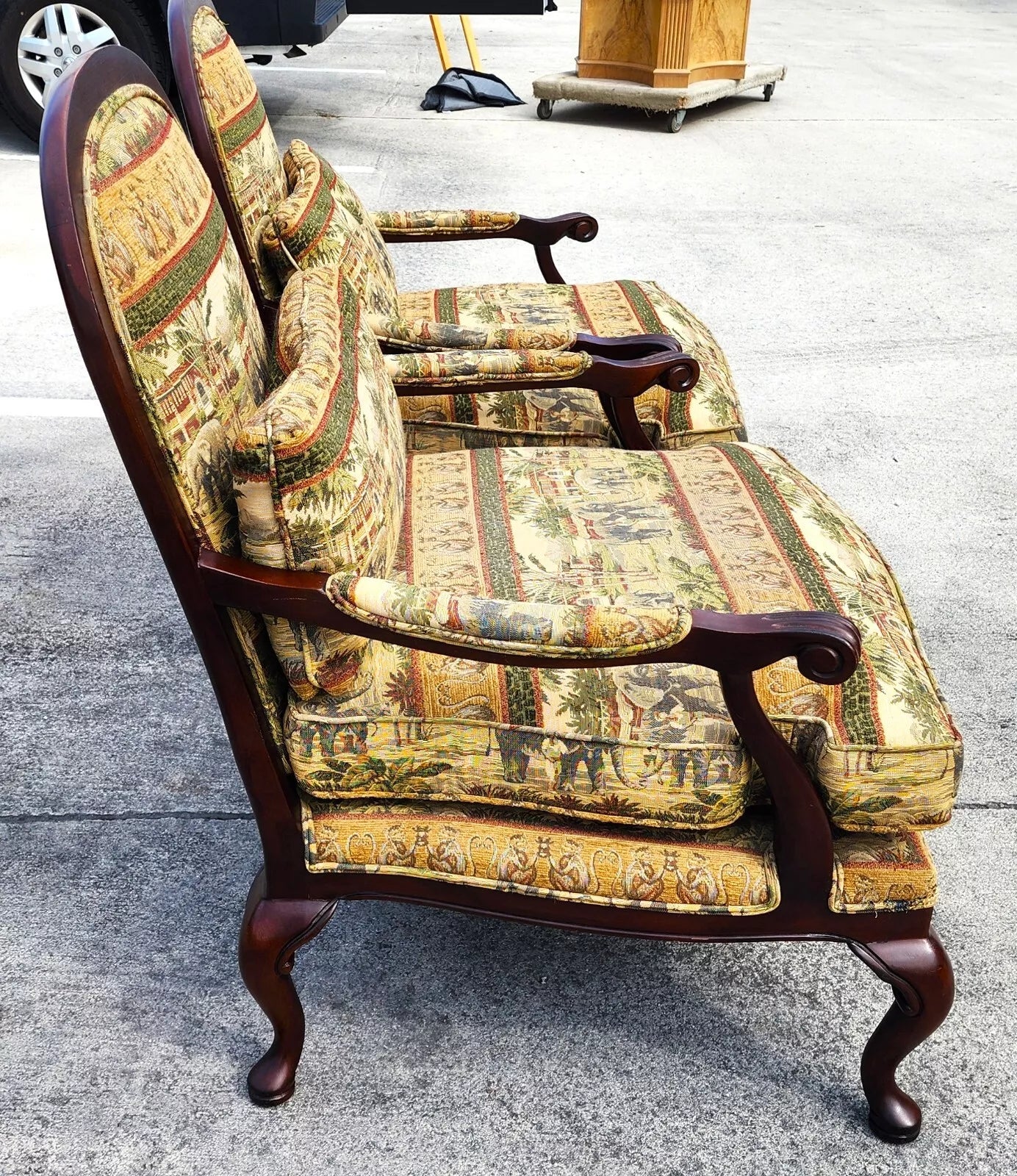 Lexington Armchairs Asian African Style Elephants Monkeys