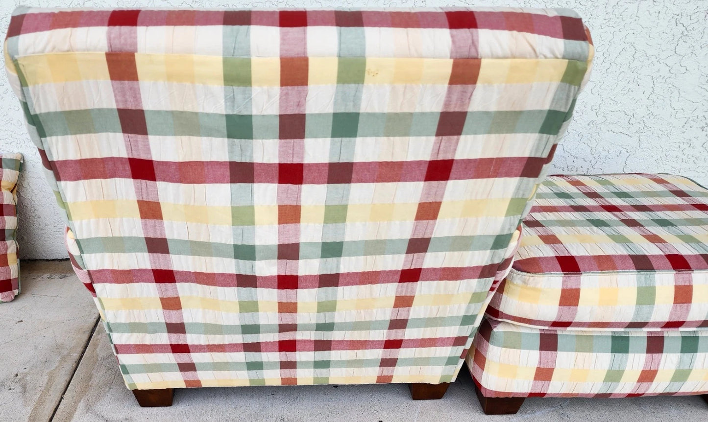 English Country Club Chair & Ottoman Shabby Chic