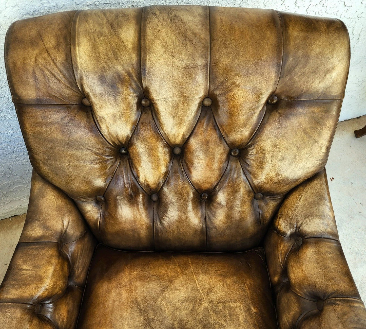 Top Grain Leather Club Chairs Pair