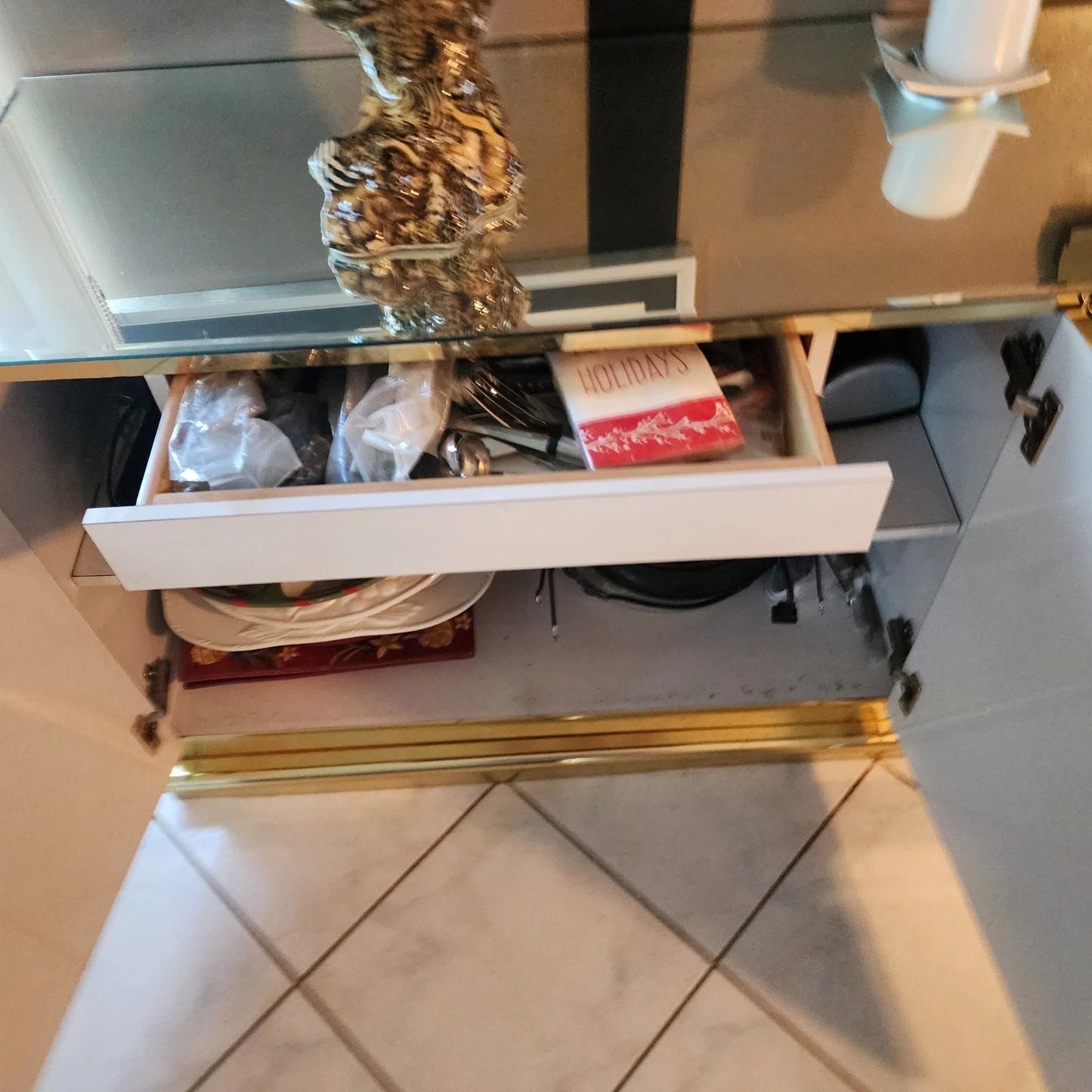 Vintage Ello Style Mirrored Buffet Sideboard