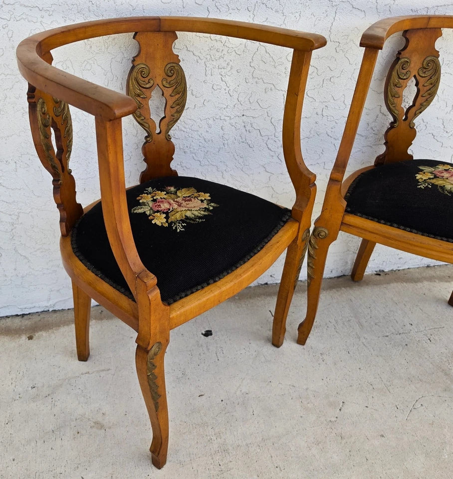 Antique Circa 1900 Victorian Corner Tub Barrel Chairs Set of 2