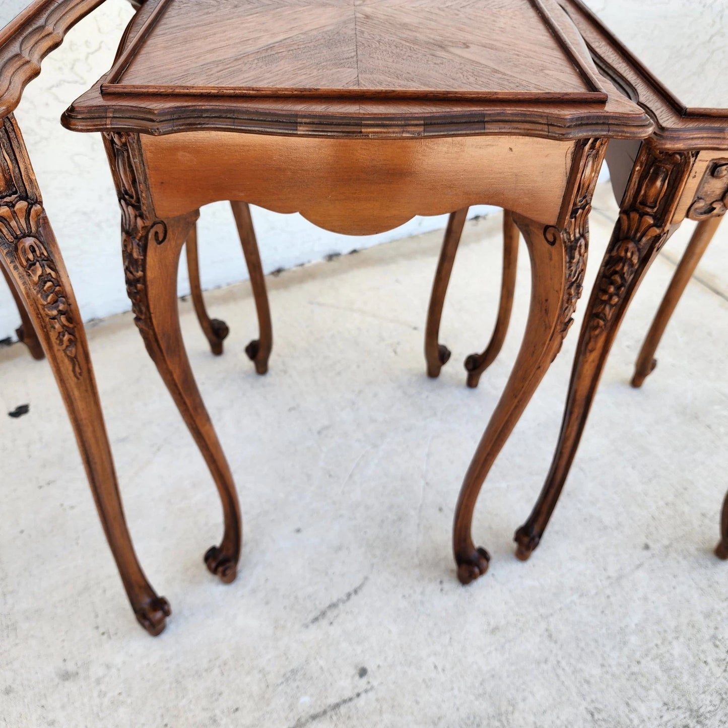 French Nesting Tables Walnut Vintage